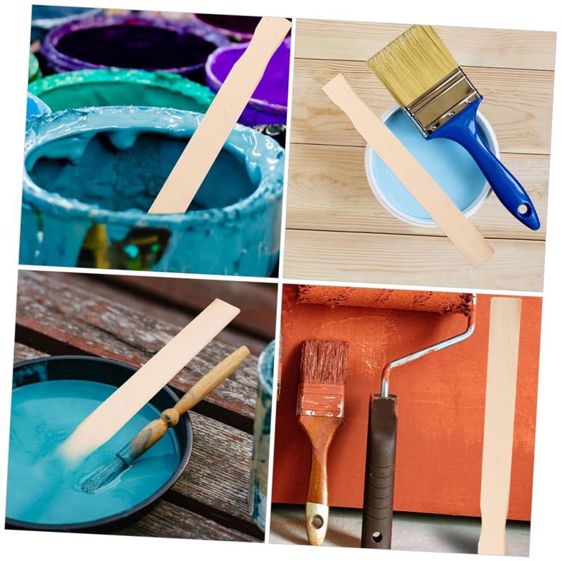 Tofficu 20pcs Wooden Paint Mixing Stick Resin Stir Sticks for