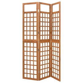 vidaXL 3-Panel Room Divider/Trellis Solid Fir Wood - 47.6" x 71.1" x 0.8" - Multifunction Outdoor and Indoor Trellis, Folding Privacy Screen, Plant Support, Easy-to-Assemble, Modern Design