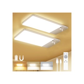LOLEDS 12000mAh Battery Operated Ceiling Light with Remote, Cordless Overhead Lighting, Adjustable Temperatures & Brightness No Wiring, Motion Sensor Light for Closet Pantry, Hallway, Shed, Shower