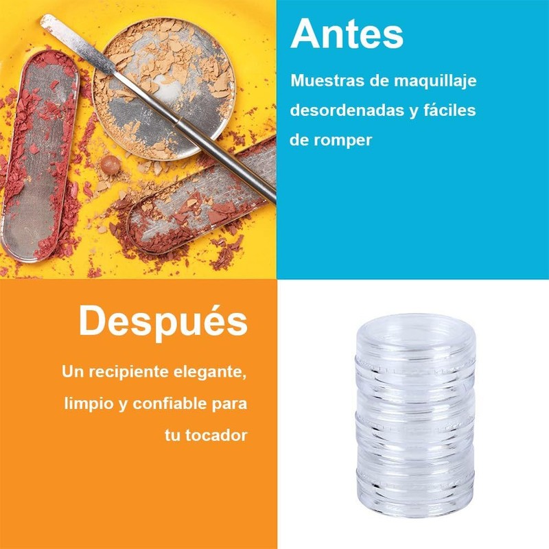 Tarros de Viaje Plástico Transparentes 100pcs, Envases Mini, Frascos y