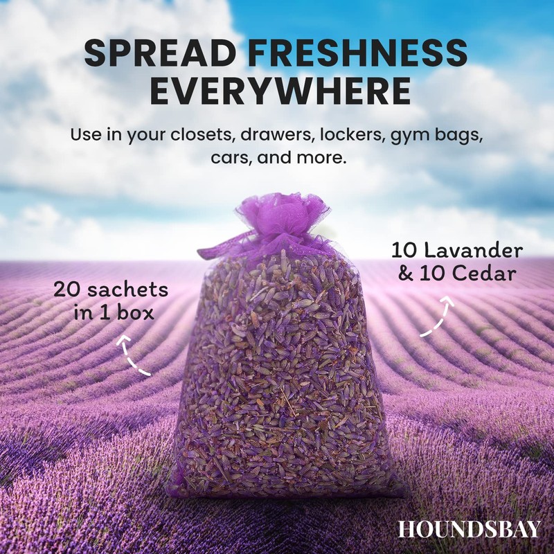 20 Pack - 10 Cedar and 10 Lavender Sachet Bags,