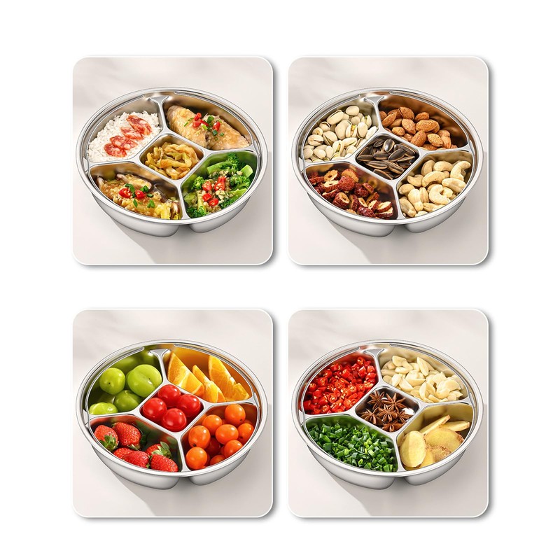 316L Stainless Steel Divided Steamer Tray with Double Handle Portion