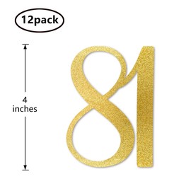 Gold Glitter 81st Birthday Centerpiece Sticks, 12-Pack Number 81 Table Topper Anniversary Party Decorations