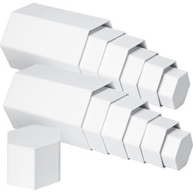 Hexagonal Jewelry Display Risers Hexagonal Display Riser Stands Acrylic Hexagonal Jewelry Showcase Acrylic Jewelry Display Stand Riser for Jewelry Display, 6 Sizes (White, 12 Pieces)