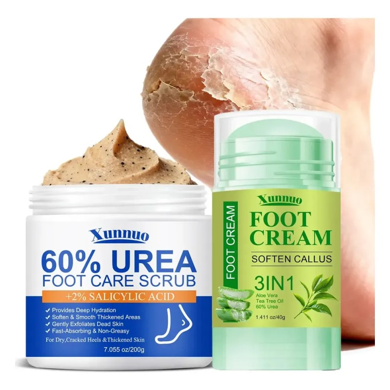 Kit Cuidado De Pies: Exfoliante 200g + Crema 40g Urea