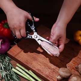 BoFuYuan Kitchen Shears for Food: Multipurpose Heavy Duty Kitchen Shears for Cutting Chicken, Meat, Food, (9'' Black)