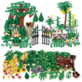 LANMANUO Garden Plants Building Bricks Set, 480PCS Flowers Bushes Trees Palm Leaves Vines Grass Accessories, Jungle Forest Park DIY Scene Blocks Compatible with Major Brands