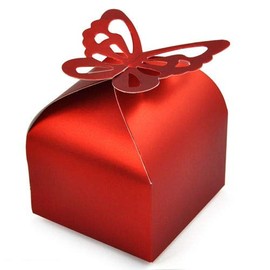 Accessotech 50 Pieces Wedding Favour Boxes Bridal Showers Parties Gift Bags Table Decorations Cater Birthday Sets (Red)