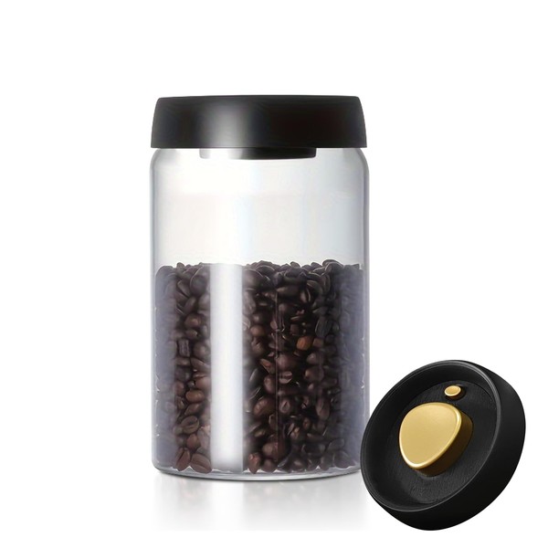 Dinana Coffee Bean Storage Container, Vacuum Glass Jar with Airtight