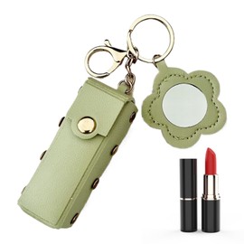 Lipstick Holder Keychain | PU Leather Lip Gloss Holder Keychain - Fashion Portable Cosmetic Pouch for Women Girls Makeup Travel Car Key