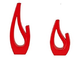 Alusi Set of 2 Saba Candles Petit & Grande RED Gift Multi Flame Holiday Decor