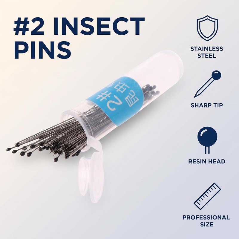 100 Pcs Insect Pins Specimen Pins Stainless Steel with Plastic