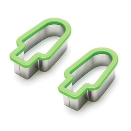 Watermelon Slicer, Creative Popsicle Shape Stainless Steel Watermelon Cutting Mold Handheld Melon Slicer DIY Fruit Tool - Green, Pack of 2