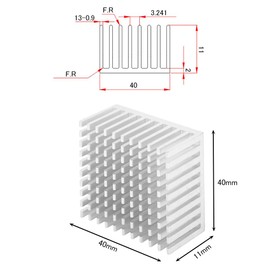 ヒートシンク 導熱接着シート付き 熱暴走対策 冷却ラジエーターフィン アルミニウム製 放熱板 DIYキット CPU ICチップ MOSFET 回路基板 (4個入り 40mm×40mm×11mm シルバー)
