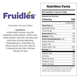 Fruidles Chicken Gummi Feet Candy, Delicious Peach Fruit Flavors Gummies (1 Pound)