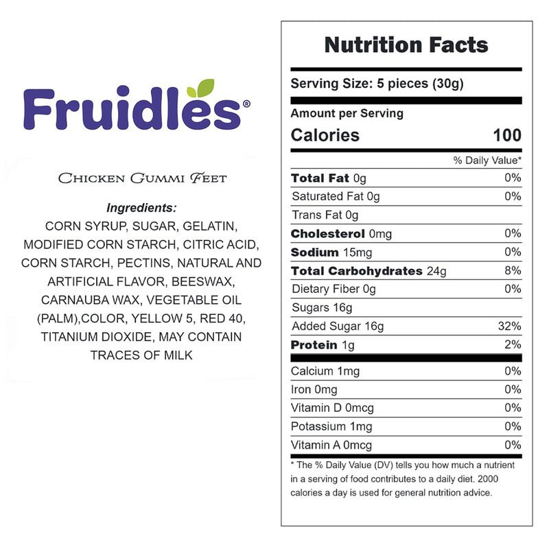 Fruidles Chicken Gummi Feet Candy, Delicious Peach Fruit Flavors Gummies