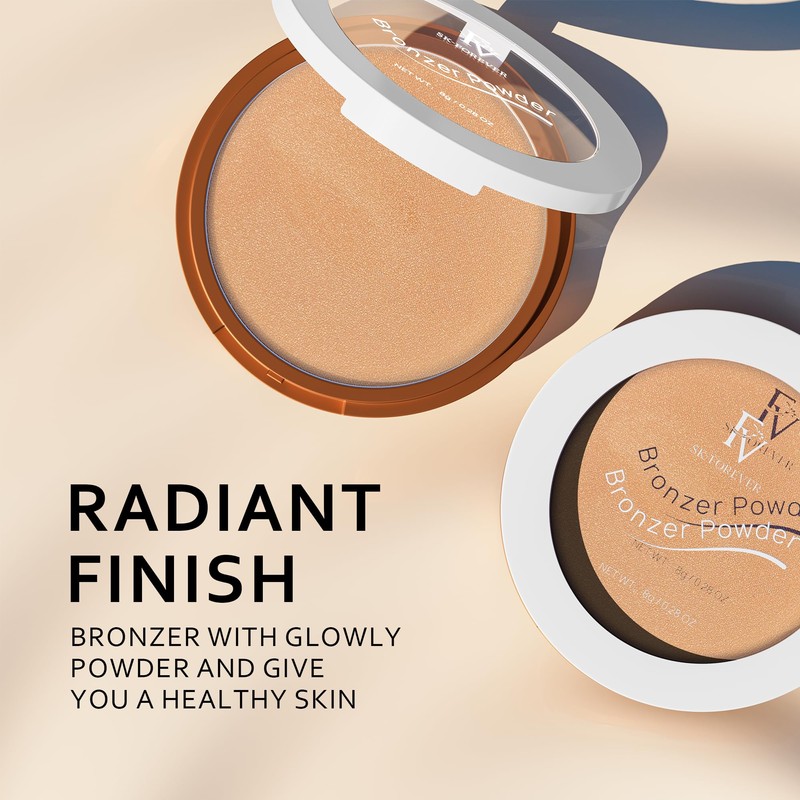 FV Natural Bronzer Powder, Long-Lasting and Waterproof, Glow Bronzing Powder,