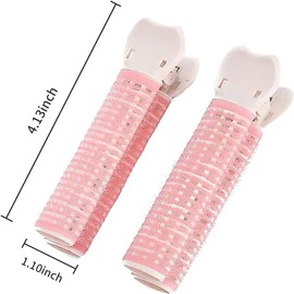 4Pcs Pink Hair Rollers with Clip, Volumizing Hair Root Clips Bangs Curler DIY Hair Styling Accessories Tool, Hair Rollers