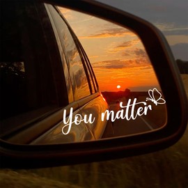 Set 3Pcs You Matter Butterfly Rear-View Mirror Decal Affirmation Funny Sticker Water Bottle Laptop Window Sticker Vinyl Waterproof 3,5x1 Inch Car Decals New Car Accessories for Friend Coworker Mom