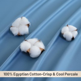 MEISHANG Extra Deep Pocket Cotton Sheets King Size, Fits 18"-24" in Deep Mattress, 100% Egyptian Cotton 800 Thread Count, Hotel Style Percale Sheet - Smoky Blue