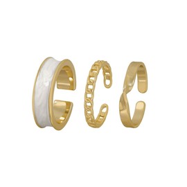 MAGIIE Adjustable Rings Vintage Finger Rings Gold Ring Set Love Carved Rings Stackable Ring Jewellery Accessories for Women and Girls 3-5 Pieces, Metal