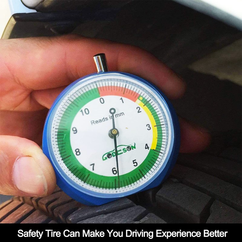 GODESON 88703 Dial Tire Tread Depth Gauge in MM，Professional for