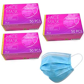 Karlash Disposable Face Mask, Pack of 50 Blue Mask (Pack of 3)