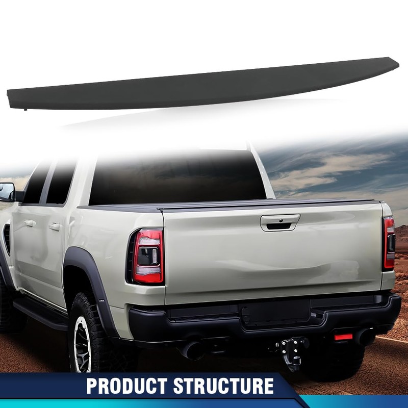 PIT66 1PC Tailgate Spoiler Cap Molding, Compatible with Dodge Ram