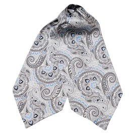 Elizabetta Men's 100% Silk Ascot Ties, Day Cravat Neckties, Handmade in Italy - Paisley Grey