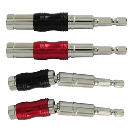 Cionyce Pivoting Bit Holder 1/4" Magnetic Pivot Drill Bit Holder, Flexiable Quick Release Screwdriver Bit Holder for Tight Spaces or Corners(4 Pcs, Black Silver& Red Silver)