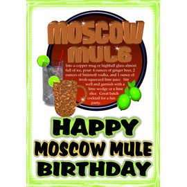 ValxArt Happy Moscow Mule Cocktail Birthday Recipe Greeting Card
