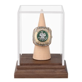 Baseball Ring Display Case Softball Football Ring Holder Wanult Wood Base Acrylic Sports Ring Display Case Stand for Men Wooden Ring Box for Women Memorabilia Showcase Cube