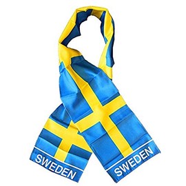 K's Novelties Set of 6 Sweden Country Lightweight Flag Printed Knitted Style Scarf 8"x60"