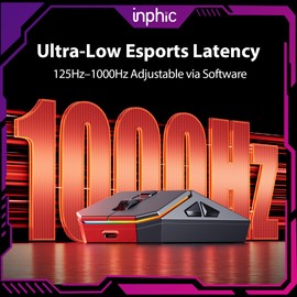 INPHIC Cyber Wireless Gaming Mouse, Tri-Mode 12000 DPI, 65g Lightweight Silent Mouse, 2.4G/BT5.0/Wired, Programmable Macro Keys