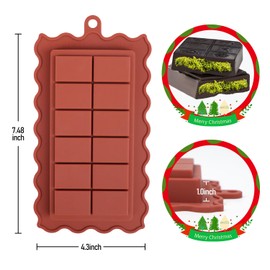 UWILLION Chocolate Bar Mold Silicone 1 Inch 2 Pcs Christmas Deep Dubai Chocolate Bar Molds with 20 Pcs Bags, Thick Bar Mould for Filling Knafeh Pistachio for Christmas Dinner