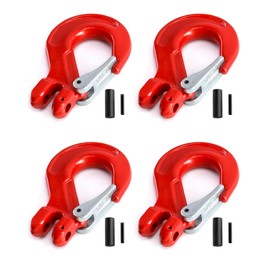 QWORK Clevis Slip Hook with Latch, 4 Pack, 3/8", 4400 lbs Load Limit, Grade 80 Drop Forged Alloy Steel