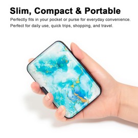 Kaabao Credit Card Holder Small RFID Blocking Wallet Business Metal Slim Mini Aluminum Hard Case for Women Men, Alcohol Ink Fluid Painting, small, Minimalist, Compact