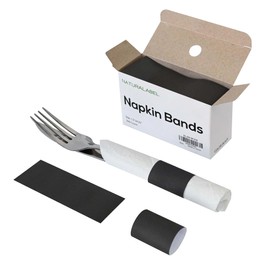 NATURALABEL 500 PCS Paper Napkin Rings with Box, Self-Adhesive Napkin Bands, for Family Meal, Birthday Party, Wedding, Celebration (Black)