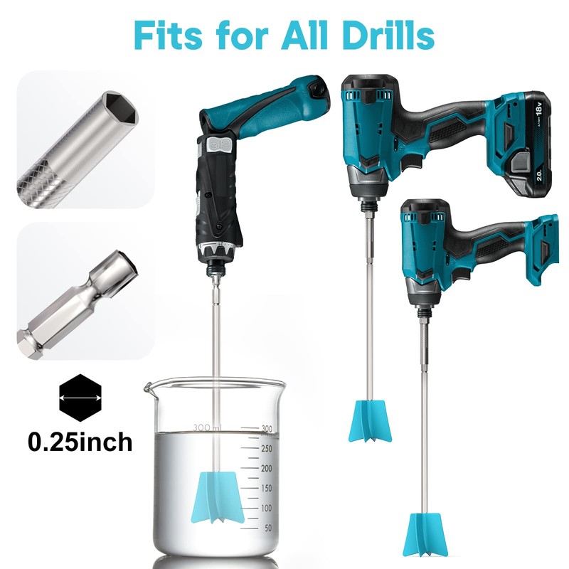 JANCHUN 6 Reusable Long Resin Mixer Paddles Fit for All
