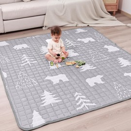 MHOMER Baby Play Mat 79X71 - Thick and Soft Tummy Time Mat Playpen mat for Floor Non-Slip Premium Quality for Babies and Toddlers Comfort and Safety Portable and Machine Washable(Bear)