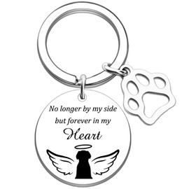 SOJUWEL Pet Memorial Gifts for Dogs Remembrance Dog Passing Away Gifts Keychains Dogs Memorial Gift for Loss of Dog Pets Lover Owner Sympathy Gift No Longer by My Side But Forever in My Heart Keyring