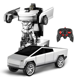 Transform Remote Control Cars Cybercar Toy EV Truck for Boys Girls 4-7 8-12, 2.4Ghz RC Cyber Car 1:24 Transforming Robot with Light Effect, Deformation Vehicle 360° Rotation Car Toy Ideal Gift