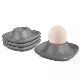 CE Compass Hard Soft Boiled Egg Cups Set of 4 Pack, Stackable Ceramic Porcelain Egg Holder