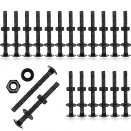 Wavanta 20 Pcs M6 Coach Bolts, M6 x 60mm Carriage Bolts, with Hexagon Nuts and Washer, Black Oxide, 304 Stainless Steel, Coach Screws