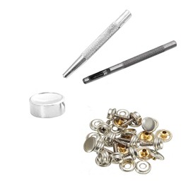 15mm Screw Press Studs, 15mm Silver Durable Metal Snap Fasteners with Fixing Hand Tool Set for DIY Projects, Marine Grade, Leathercrafts, Boat Cover, Wood, 10pcs