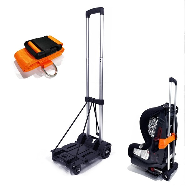 Airport Car Seat Stroller Travel Cart - Carseat Roller for Traveling. Extendable Base Plate, Foldable, storable, and stowable Under Your Airplane seat or Over Head Compartment. (4 Wheel)