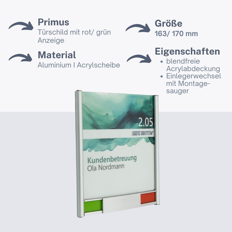 Door Sign Primus 163/170 with Free/Display, Red/Green Indicator