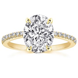 RURULUYA 1.5CT Elongated Oval Cut Engagement Rings for Women,Simulated Diamond Ring,925 Sterling Silver 18K Yellow Gold Plated Promise Ring Size 7.5