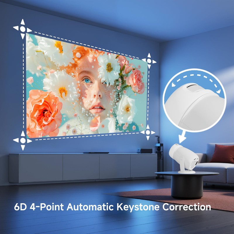 LaylaTang Y400 Smart Projector, WiFi 6 & Bluetooth 5.4 for