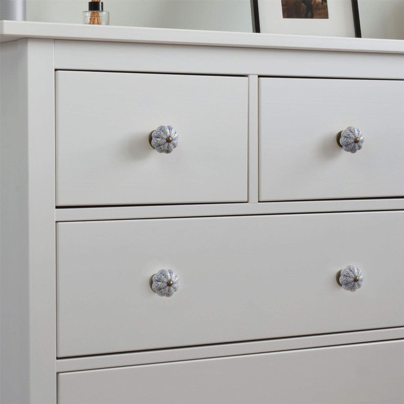 Nicola Spring 6 Pack Light Blue Ceramic Round Drawer Knobs